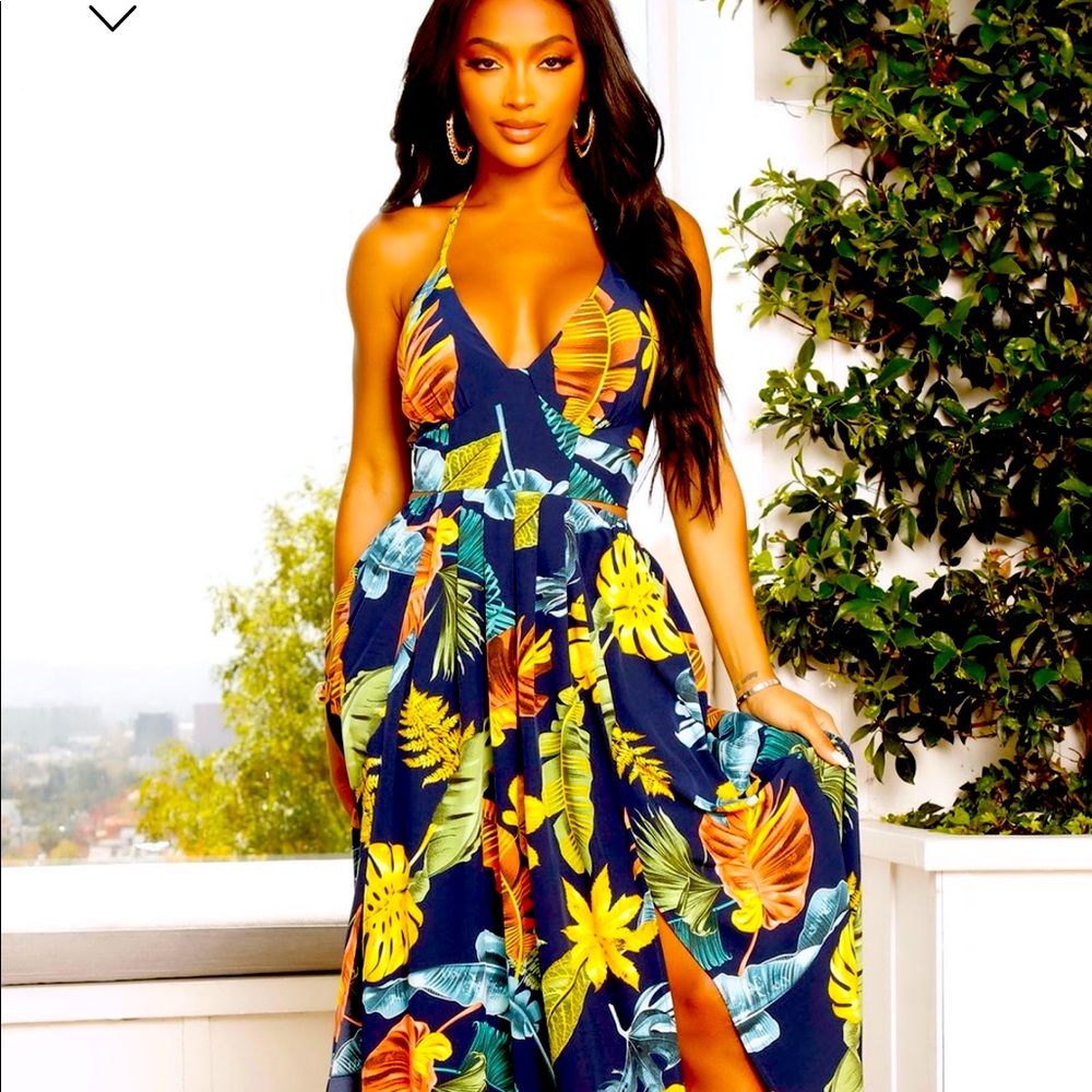 Floral high split Maxi Dress